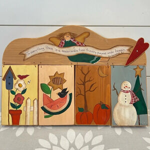 Primitive Handmade Handpainted ‘To‎ everything there is a season’ Wall Hanging.